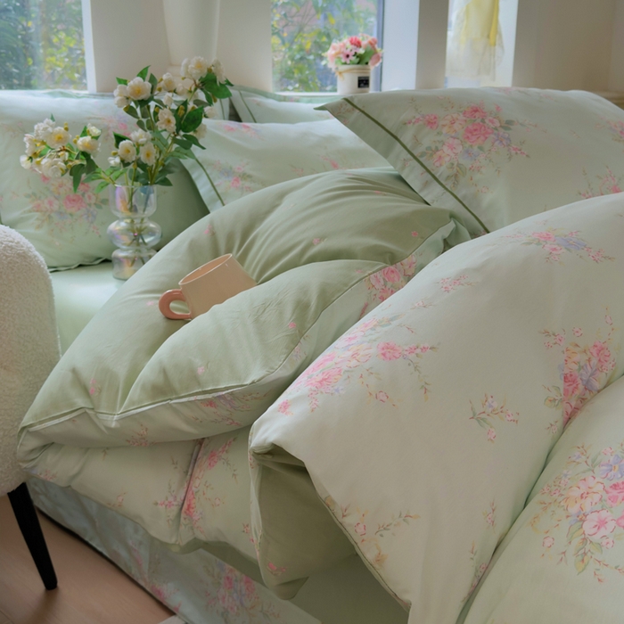 91家纺网 家纺一手货源 找家纺 铭博家纺 2026新款100%全棉纯棉单被套单品被套单件被套第一批 江南小调-绿