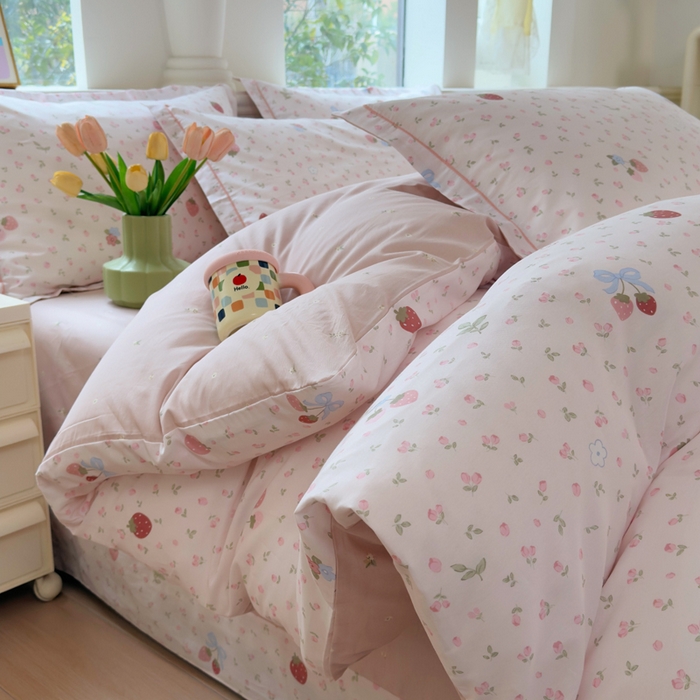 91家纺网 家纺一手货源 找家纺 铭博家纺 2026新款100%全棉纯棉单被套单品被套单件被套第一批 温暖思绪-粉