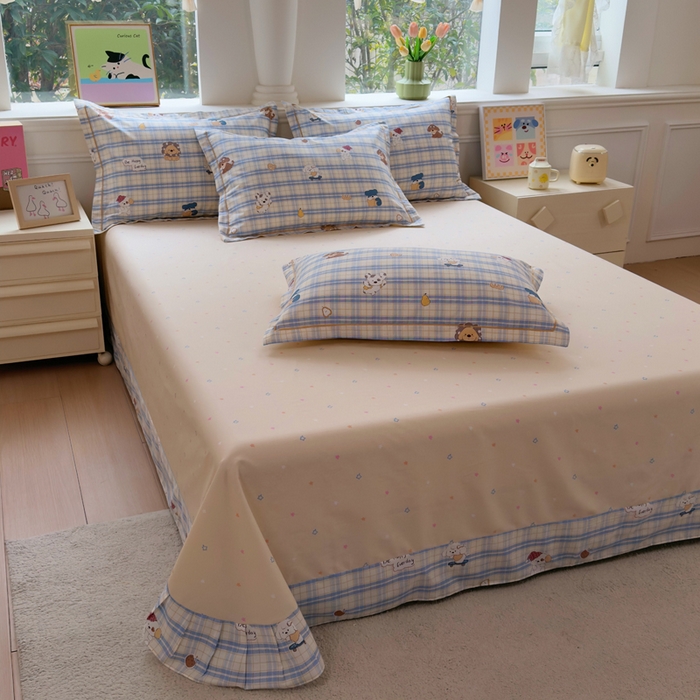 91家纺网 家纺一手货源 找家纺 铭博家纺 2026新款100%全棉纯棉单被套单品被套单件被套第一批 俏皮狗蓝