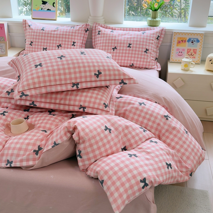 91家纺网 家纺一手货源 找家纺 铭博家纺 2026新款100%全棉纯棉单被套单品被套单件被套第一批 舒芙蕾-红