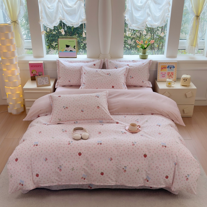 91家纺网 家纺一手货源 找家纺 铭博家纺 2026新款100%全棉纯棉单被套单品被套单件被套第一批 温暖思绪-粉