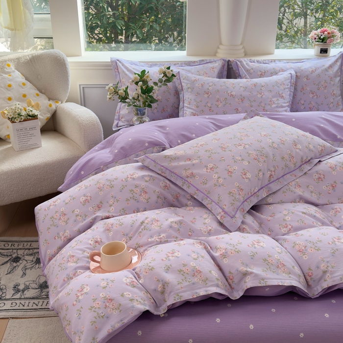 91家纺网 家纺一手货源 找家纺 铭博家纺 2026新款100%全棉纯棉单被套单品被套单件被套第一批 云梦海棠-紫