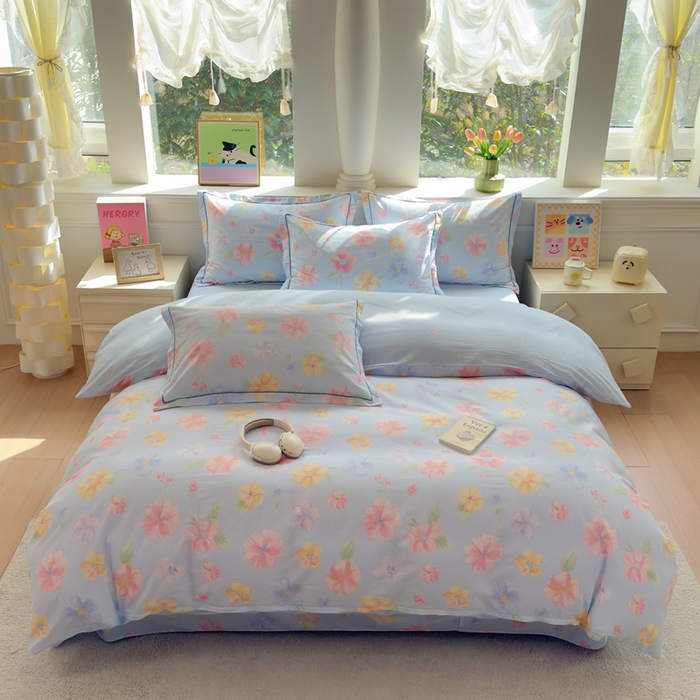 91家纺网 家纺一手货源 找家纺 铭博家纺 2026新款100%全棉纯棉单被套单品被套单件被套第一批 朵唯-蓝