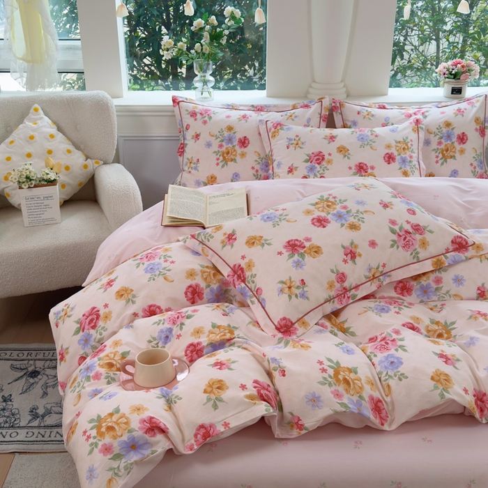 91家纺网 家纺一手货源 找家纺 铭博家纺 2026新款100%全棉纯棉单被套单品被套单件被套第一批 花萃清风-粉