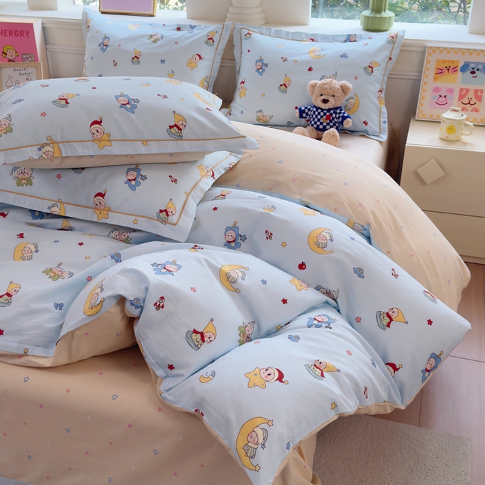 91家纺网 家纺一手货源 找家纺 铭博家纺 2026新款100%全棉纯棉单被套单品被套单件被套第一批 元气精灵-蓝