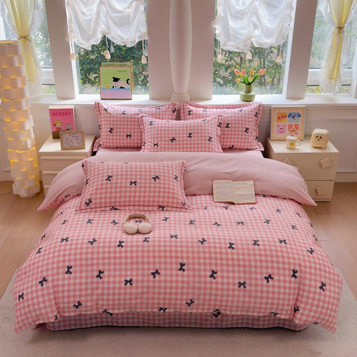 91家纺网 家纺一手货源 找家纺 铭博家纺 2026新款100%全棉纯棉单被套单品被套单件被套第一批 舒芙蕾-红