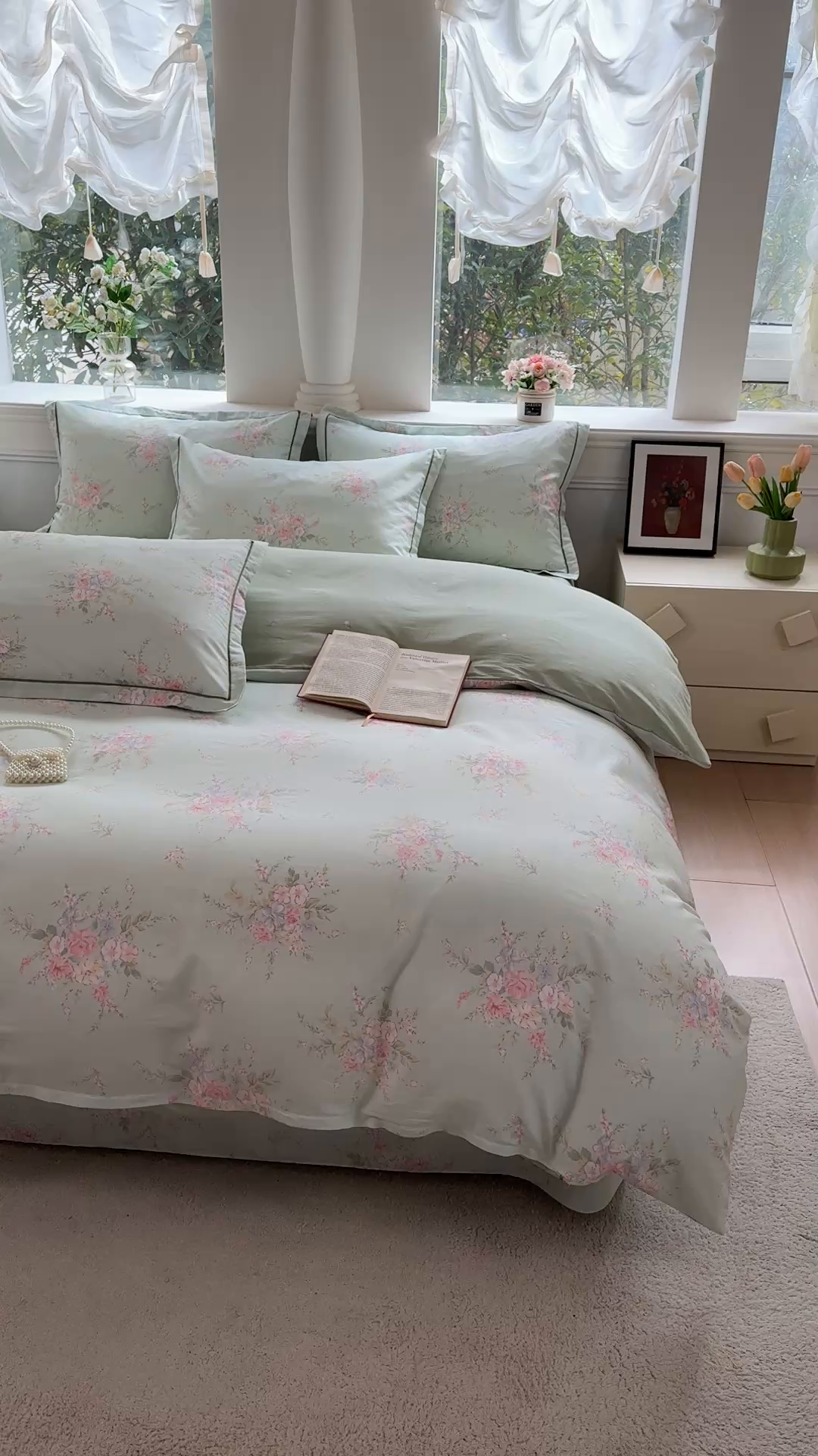 91家纺网 家纺一手货源 找家纺 铭博家纺 2026新款100%全棉纯棉单被套单品被套单件被套第一批 江南小调-绿