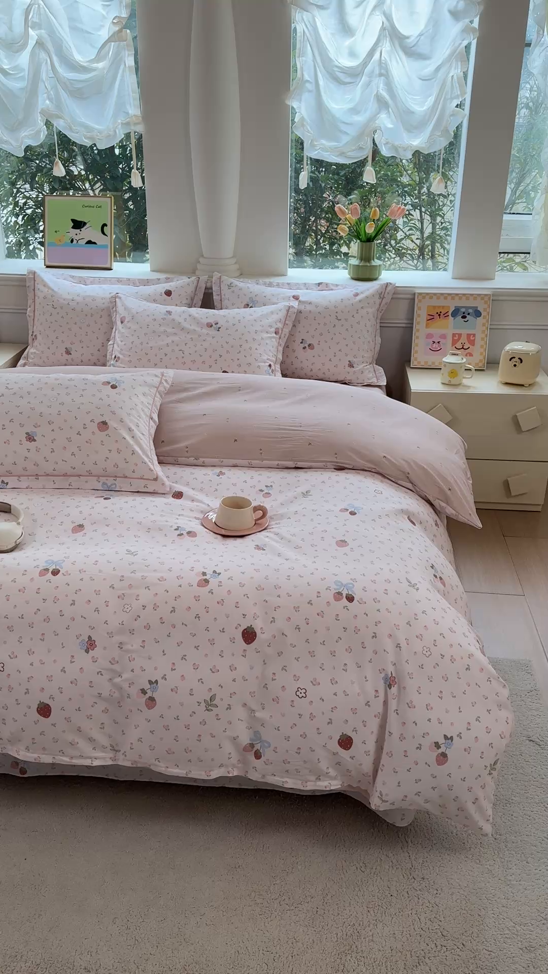 91家纺网 家纺一手货源 找家纺 铭博家纺 2026新款100%全棉纯棉单被套单品被套单件被套第一批 温暖思绪-粉
