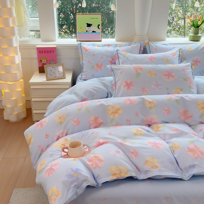 91家纺网 家纺一手货源 找家纺 铭博家纺 2026新款100%全棉纯棉单被套单品被套单件被套第一批 朵唯-蓝