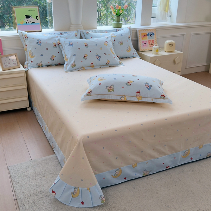 91家纺网 家纺一手货源 找家纺 铭博家纺 2026新款100%全棉纯棉单被套单品被套单件被套第一批 元气精灵-蓝