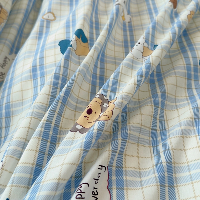 91家纺网 家纺一手货源 找家纺 铭博家纺 2026新款100%全棉纯棉单被套单品被套单件被套第一批 俏皮狗蓝