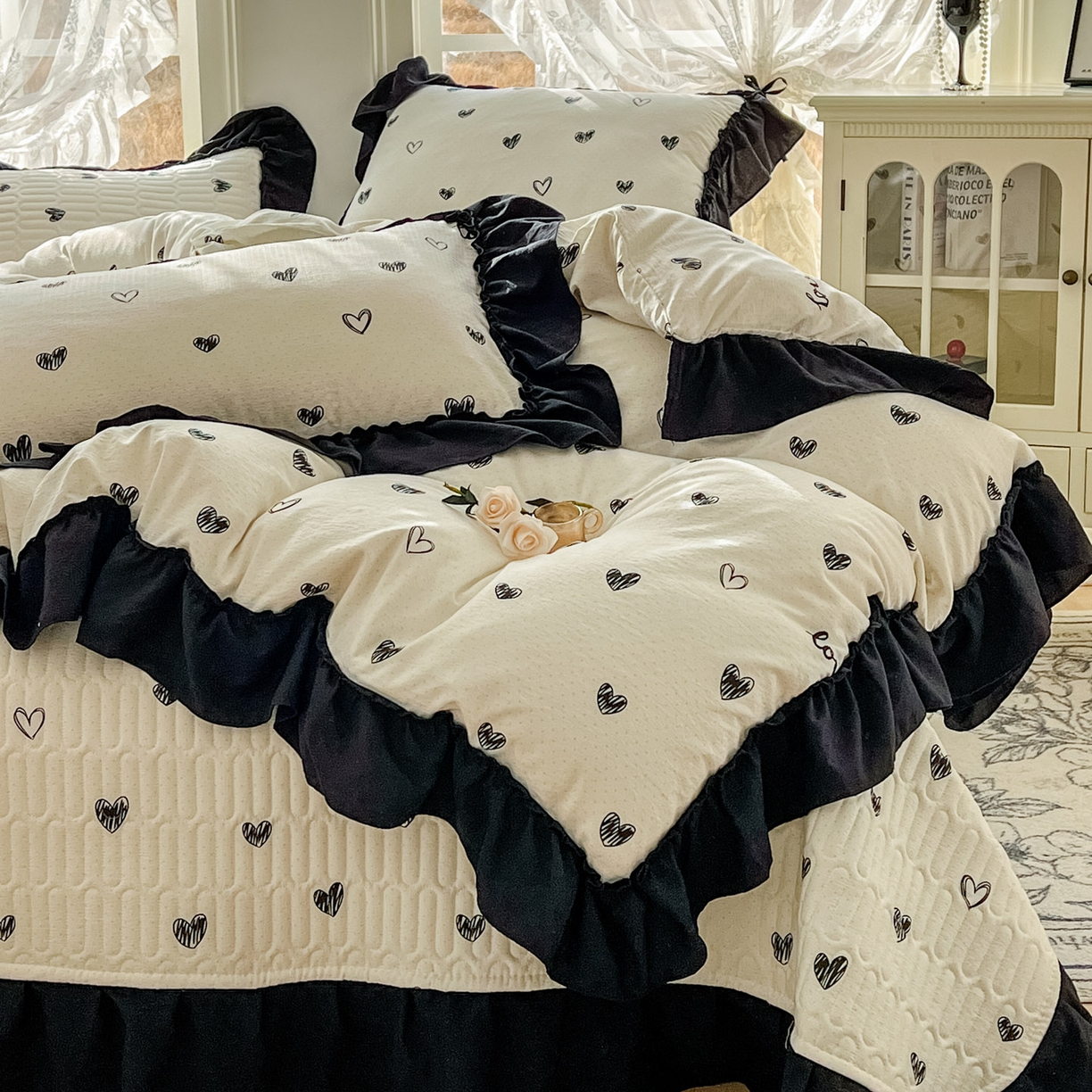 91家纺网 家纺一手货源 找家纺 美梦家纺 2026新款赫本风云感棉床盖四件套 艾瑞拉