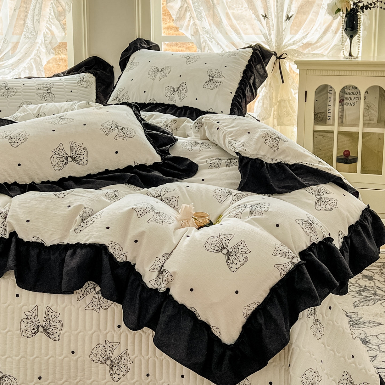 91家纺网 家纺一手货源 找家纺 美梦家纺 2026新款赫本风云感棉床盖四件套 柔心花影