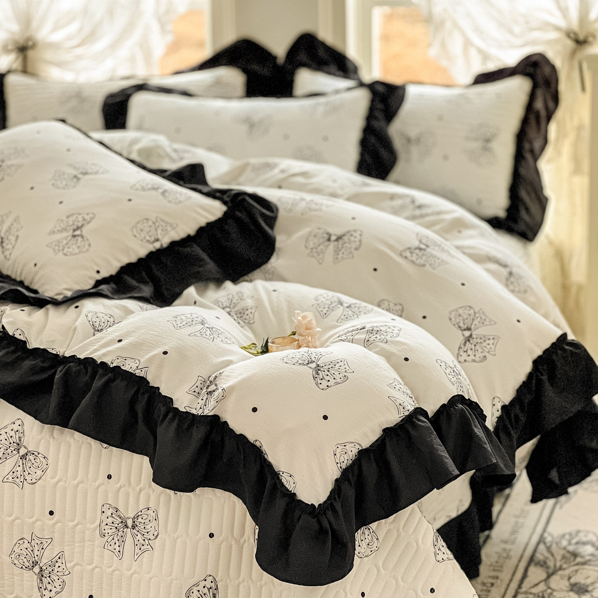 91家纺网 家纺一手货源 找家纺 美梦家纺 2026新款赫本风云感棉床盖四件套 柔心花影