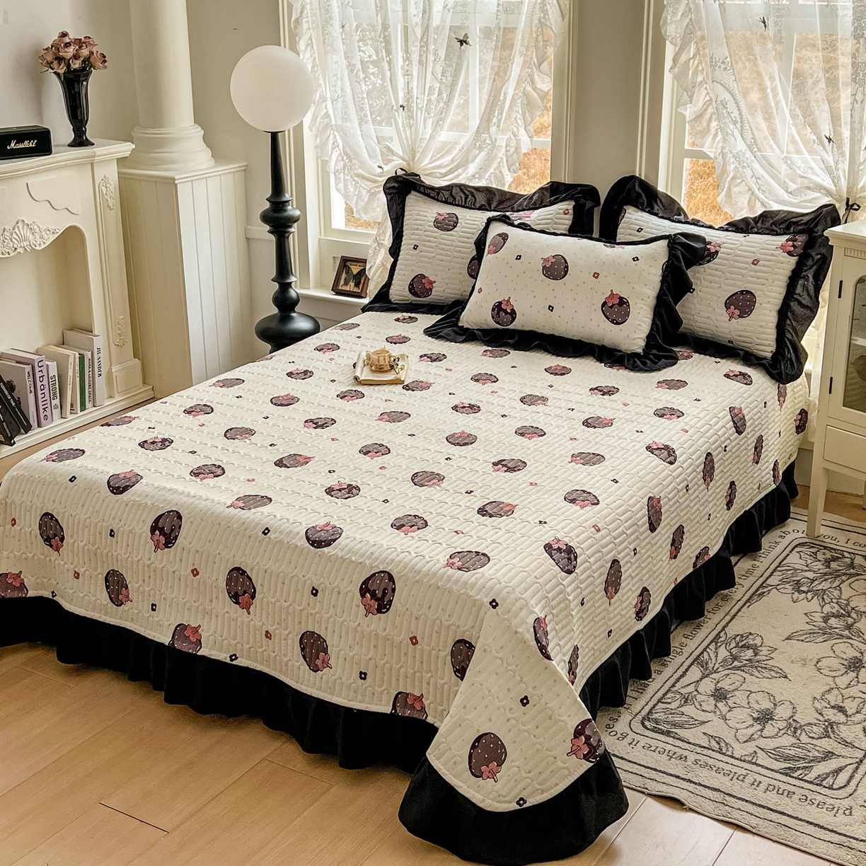 91家纺网 家纺一手货源 找家纺 美梦家纺 2026新款赫本风云感棉床盖四件套 乌梅子酱