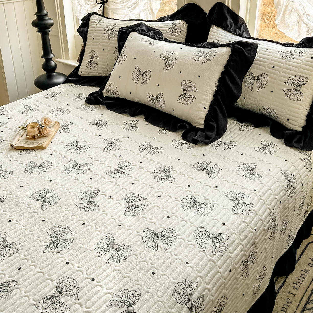 91家纺网 家纺一手货源 找家纺 美梦家纺 2026新款赫本风云感棉床盖四件套 柔心花影