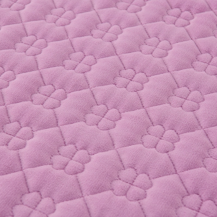 91家纺网 家纺一手货源 找家纺 优家居工厂店 2026新款240克高克重牛奶绒韩版刺绣花牛奶绒夹棉床盖四件套 栀子花-紫色