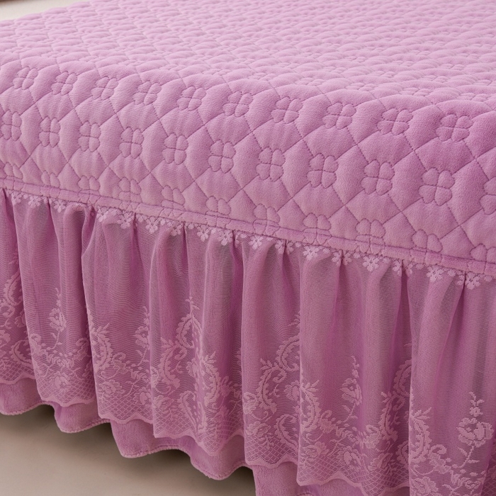 91家纺网 家纺一手货源 找家纺 优家居工厂店 2026新款240克高克重牛奶绒韩版刺绣花牛奶绒夹棉床盖四件套 栀子花-紫色