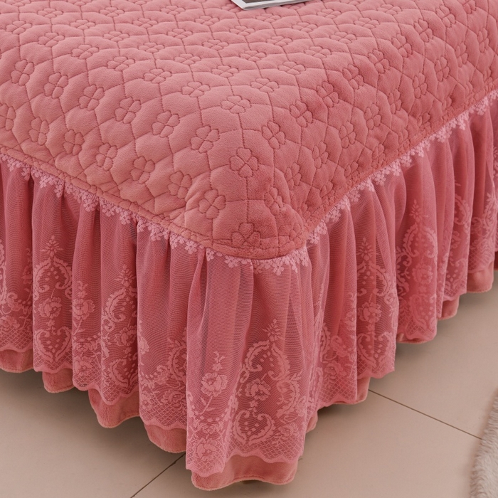 91家纺网 家纺一手货源 找家纺 优家居工厂店 2026新款240克高克重牛奶绒韩版牛奶绒夹棉床盖三件套床裙三件套直播热款-栀子花 栀子花-豆沙