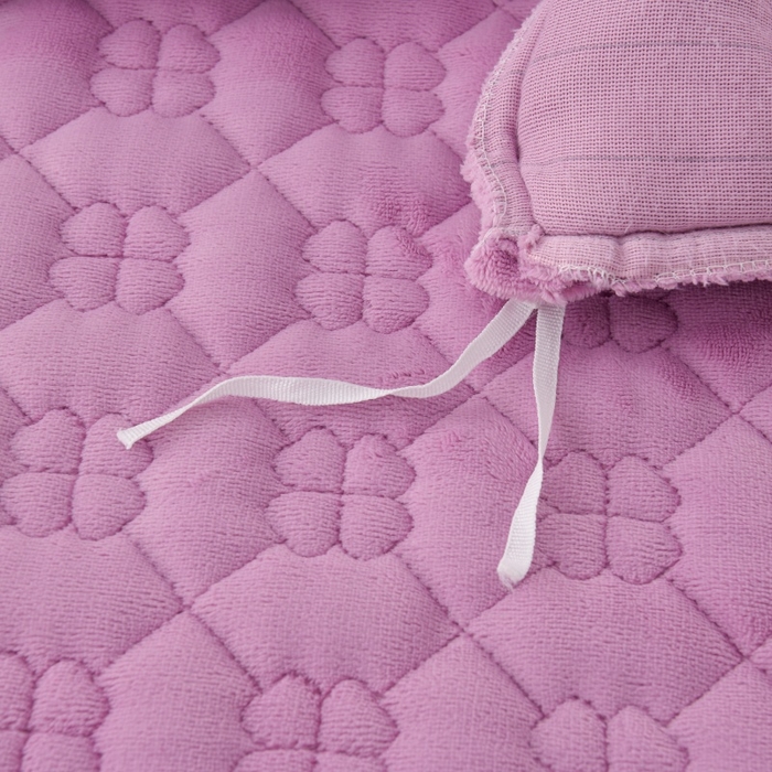 91家纺网 家纺一手货源 找家纺 优家居工厂店 2026新款240克高克重牛奶绒韩版牛奶绒夹棉床盖三件套床裙三件套直播热款-栀子花 栀子花-紫色