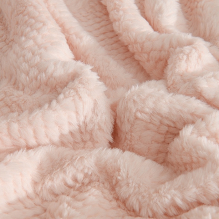 91家纺网 家纺一手货源 找家纺 优家居工厂店 2026新款加厚兔毛绒四件套 水波兔-白粉