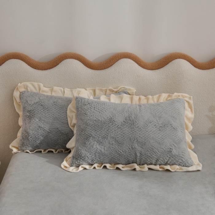 91家纺网 家纺一手货源 找家纺 优家居工厂店 2026新款加厚兔毛绒四件套 水波兔-灰