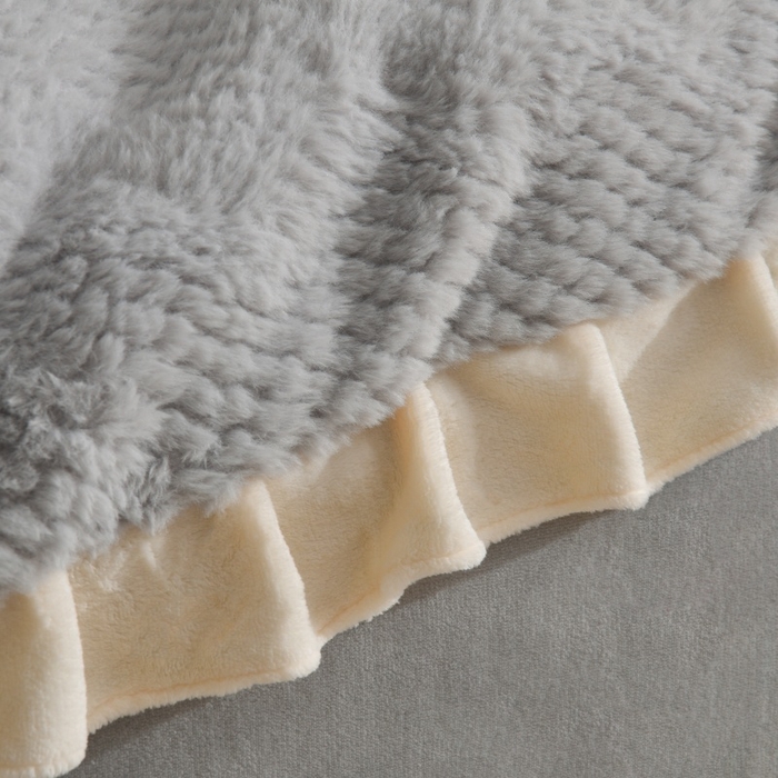 91家纺网 家纺一手货源 找家纺 优家居工厂店 2026新款加厚兔毛绒四件套 水波兔-灰