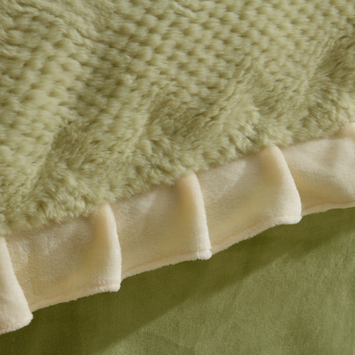 91家纺网 家纺一手货源 找家纺 优家居工厂店 2026新款加厚兔毛绒四件套 水波兔-绿