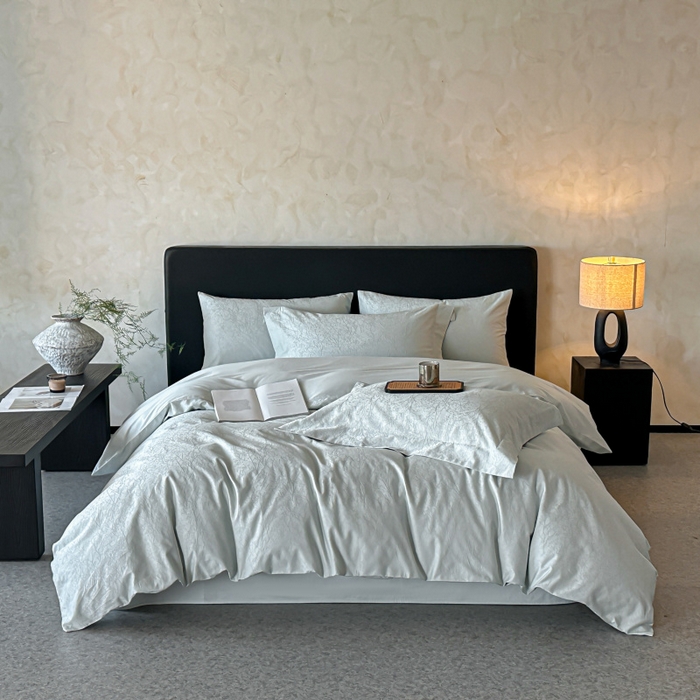 91家纺网 家纺一手货源 找家纺 涵美人家纺 2025新款长绒棉真50双股高支全棉提花四件套纯棉 俪枝129