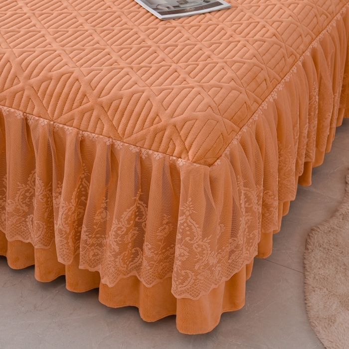 91家纺网 家纺一手货源 找家纺 （总）优家居工厂店 2026新品240克高克重牛奶绒韩版牛奶绒夹棉床裙三件套冬季直播热款-东方韵