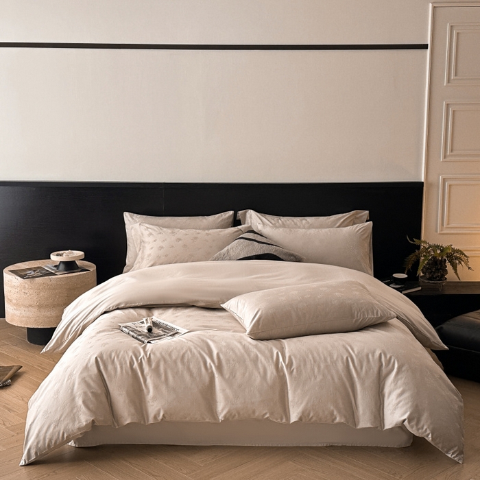 91家纺网 家纺一手货源 找家纺 涵美人家纺 2025新款长绒棉真50双股高支全棉提花四件套纯棉 真爱079