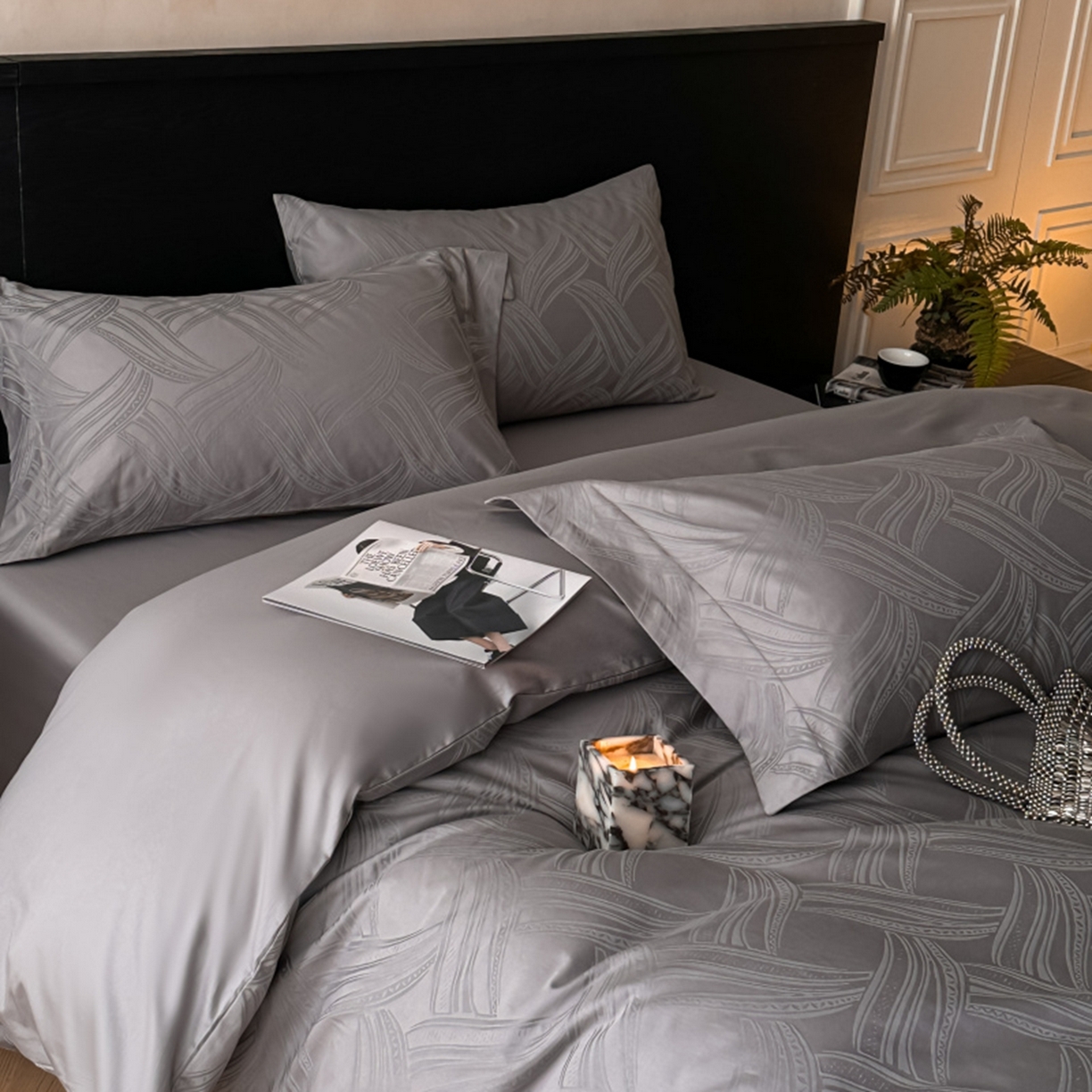 91家纺网 家纺一手货源 找家纺 （总）涵美人家纺 2025新款长绒棉真50双股高支全棉提花四件套纯棉