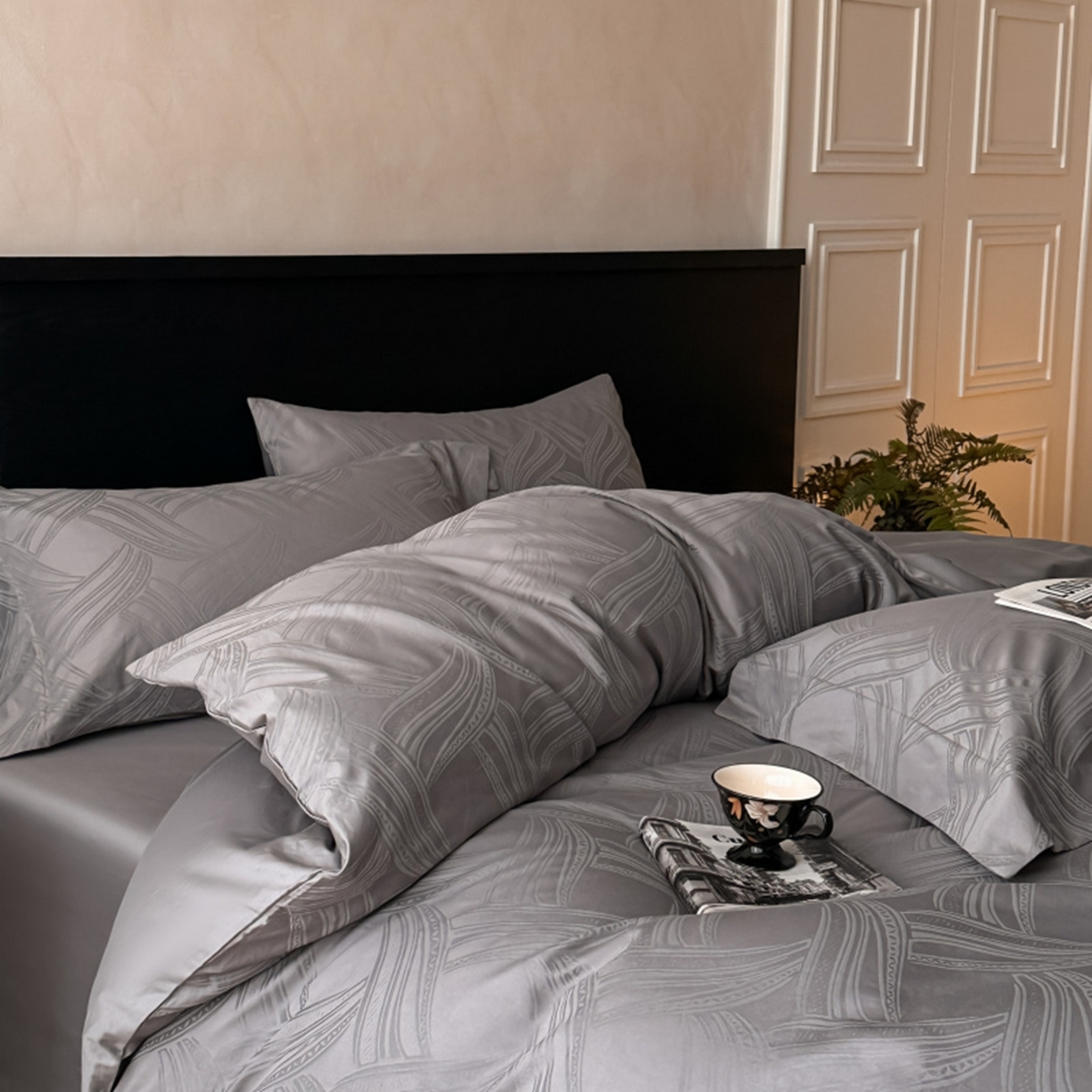 91家纺网 家纺一手货源 找家纺 （总）涵美人家纺 2025新款长绒棉真50双股高支全棉提花四件套纯棉