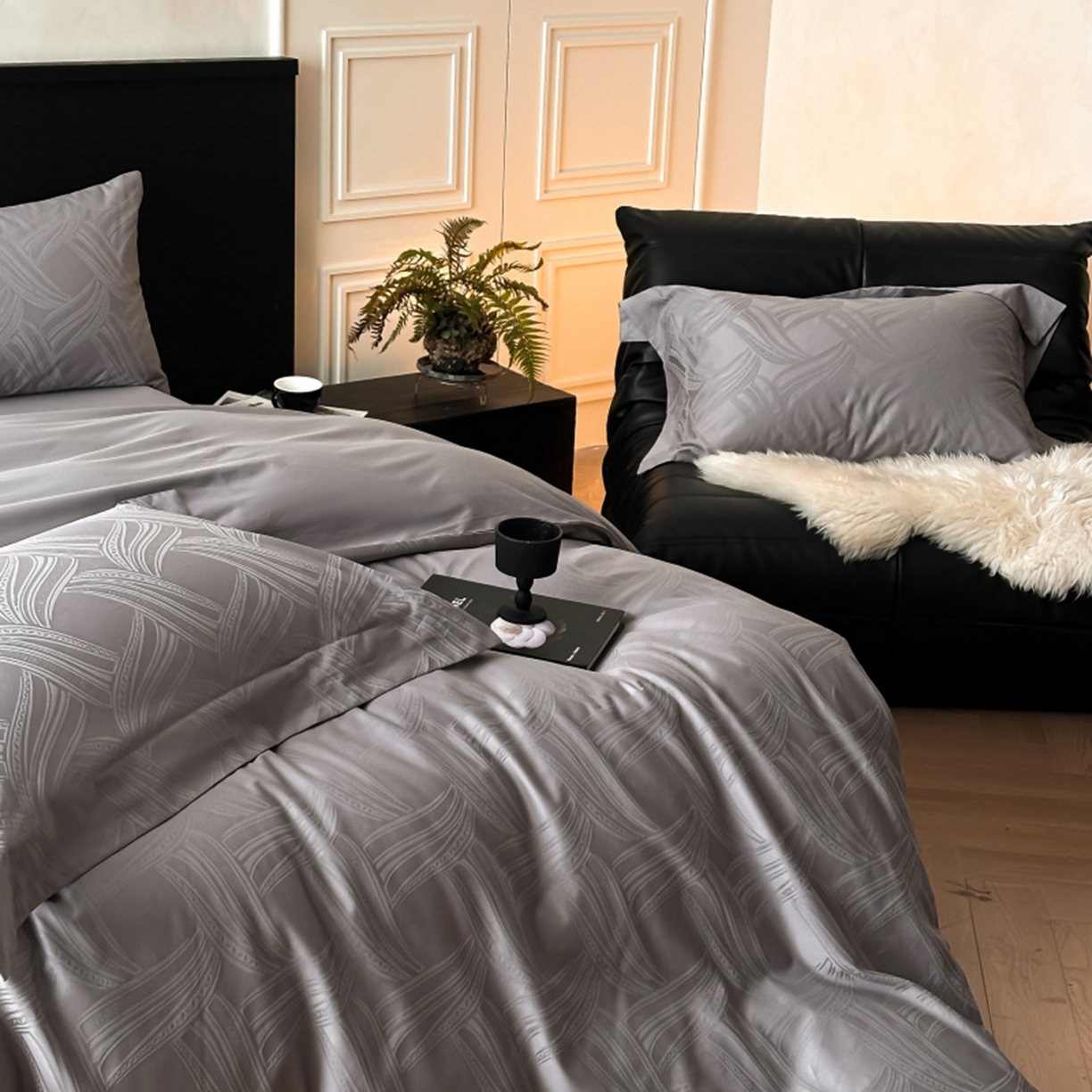 91家纺网 家纺一手货源 找家纺 （总）涵美人家纺 2025新款长绒棉真50双股高支全棉提花四件套纯棉