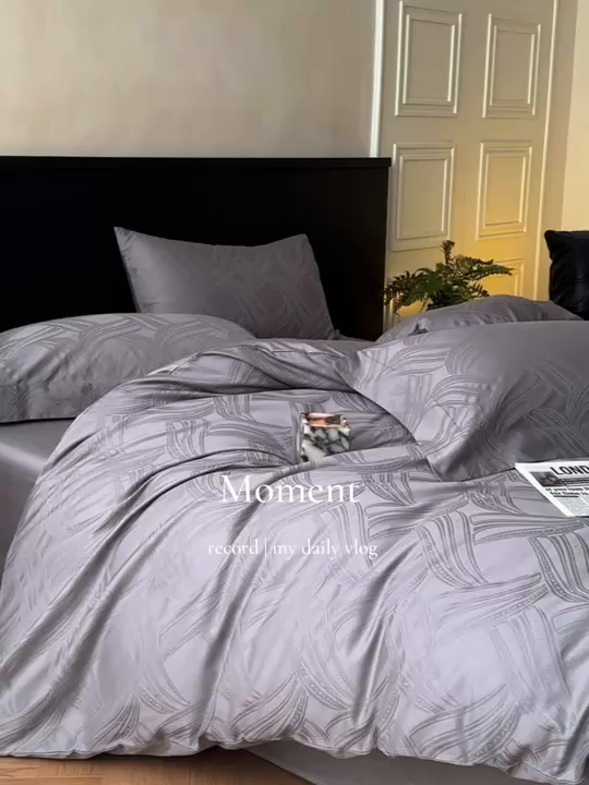 91家纺网 家纺一手货源 找家纺 涵美人家纺 2025新款长绒棉真50双股高支全棉提花四件套纯棉 雨洛026