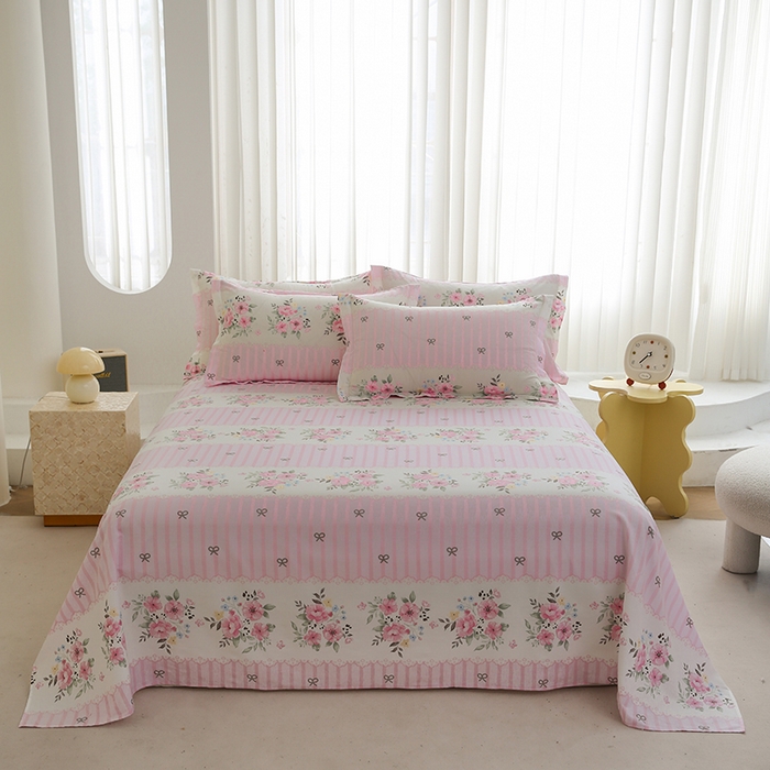 91家纺网 家纺一手货源 找家纺 优家居工厂店 2026新款13360纯棉床单单件印花全棉加厚大学生宿舍三件套 花香语意