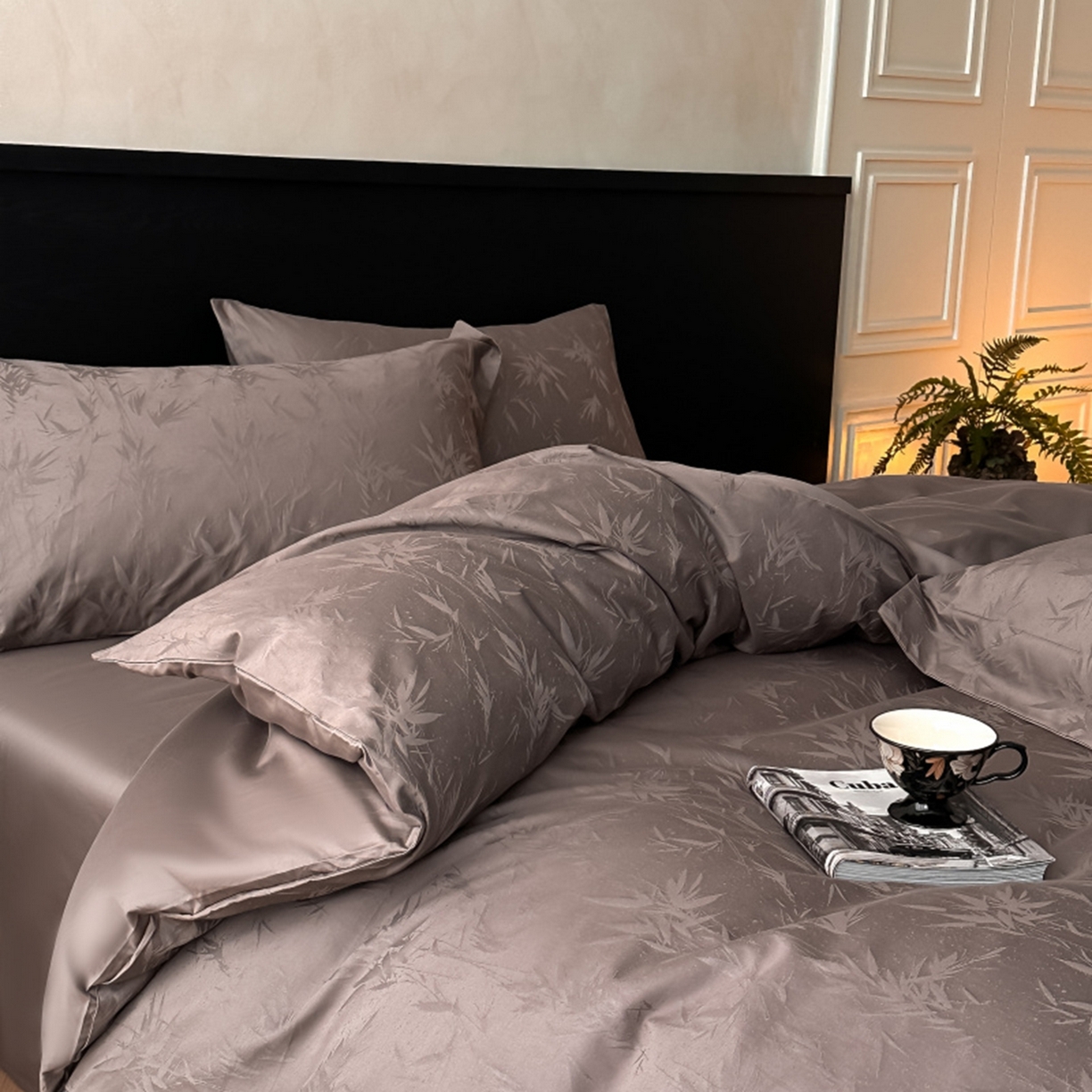 91家纺网 家纺一手货源 找家纺 涵美人家纺 2025新款长绒棉真50双股高支全棉提花四件套纯棉 辉映089