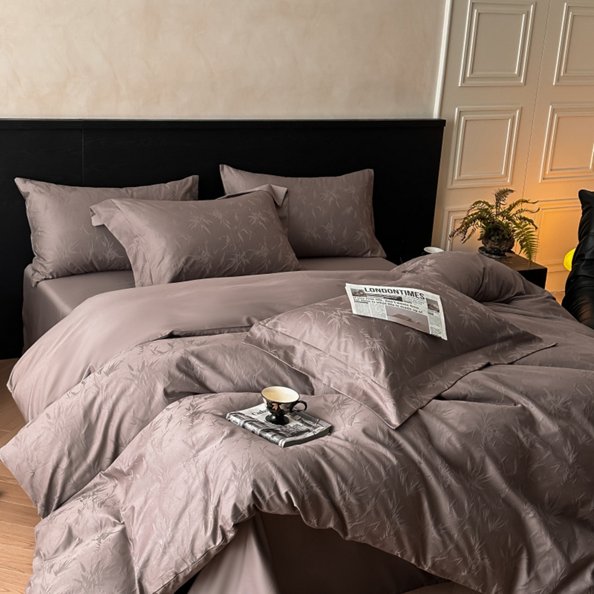 91家纺网 家纺一手货源 找家纺 涵美人家纺 2025新款长绒棉真50双股高支全棉提花四件套纯棉 辉映089