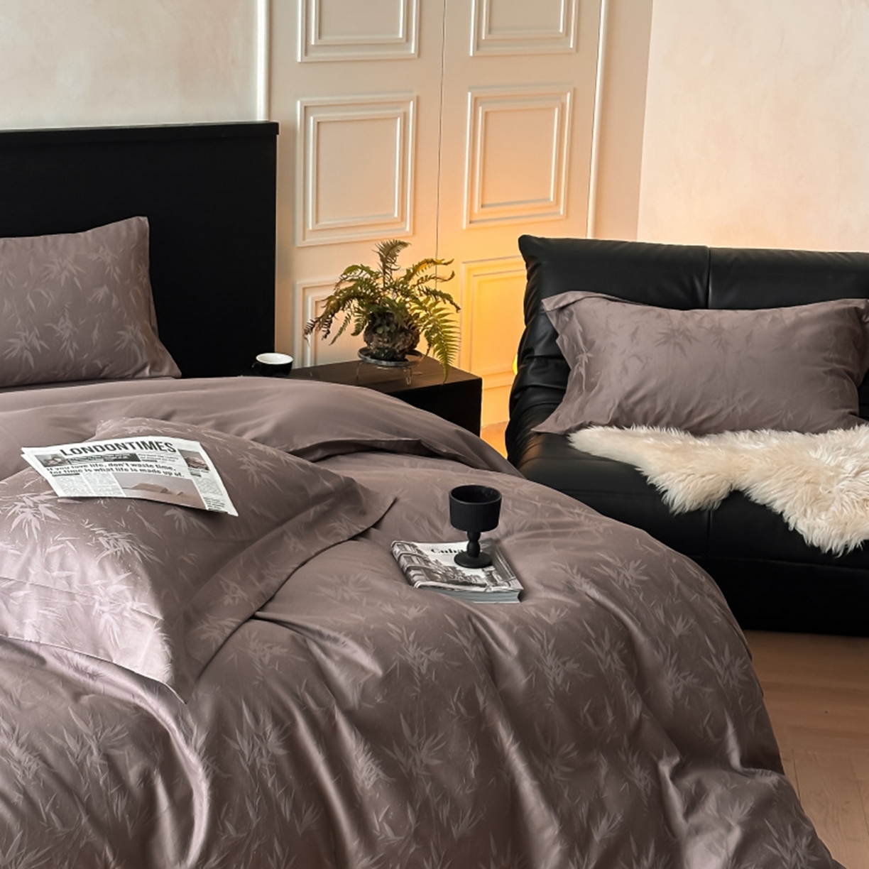 91家纺网 家纺一手货源 找家纺 涵美人家纺 2025新款长绒棉真50双股高支全棉提花四件套纯棉 辉映089