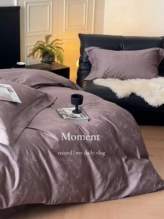 91家纺网 家纺一手货源 找家纺 涵美人家纺 2025新款长绒棉真50双股高支全棉提花四件套纯棉 辉映089