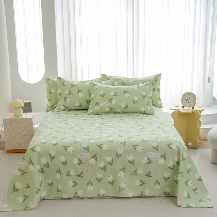 91家纺网 家纺一手货源 找家纺 优家居工厂店 2026新款13360纯棉床单单件印花全棉加厚大学生宿舍三件套 暖阳朵