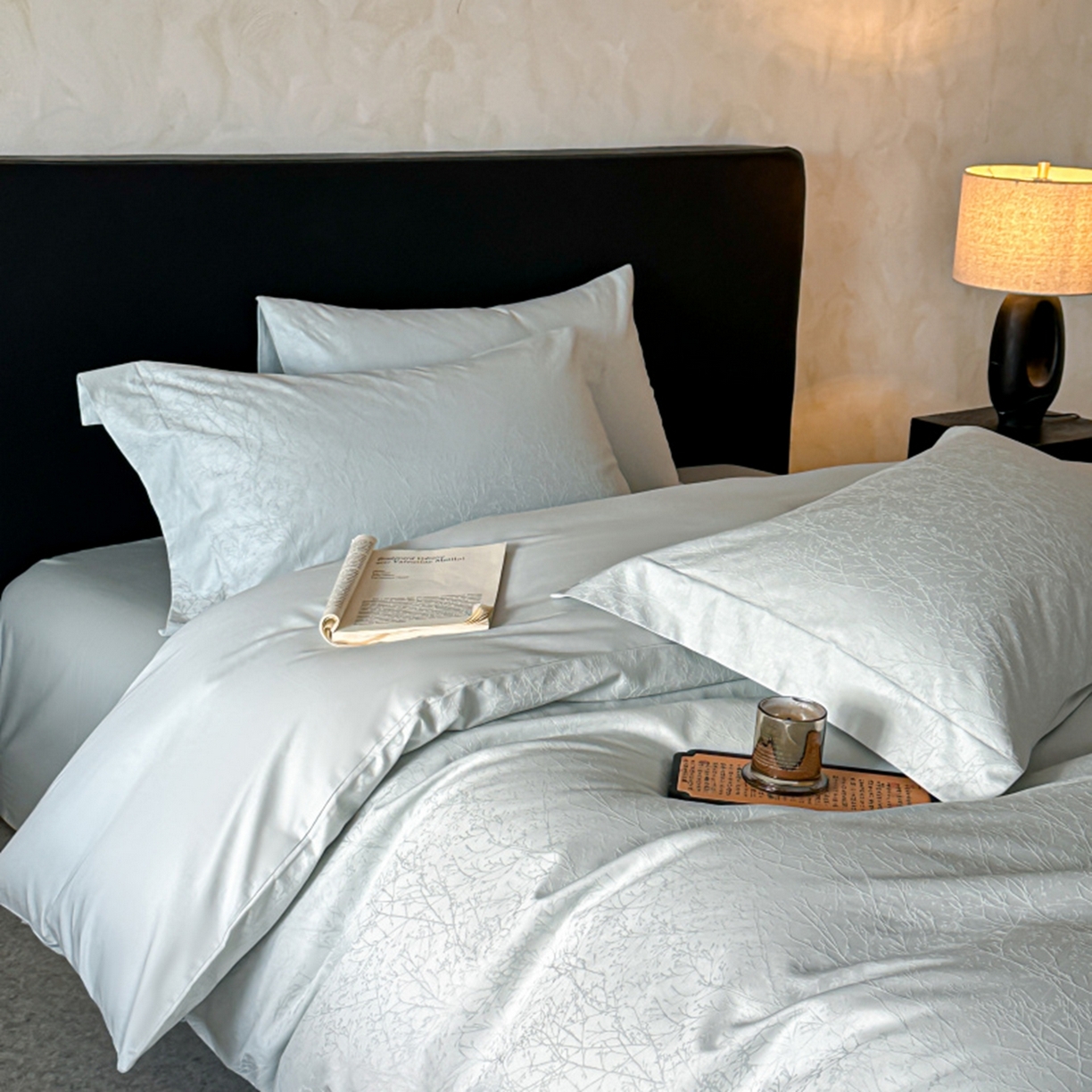 91家纺网 家纺一手货源 找家纺 涵美人家纺 2025新款长绒棉真50双股高支全棉提花四件套纯棉 俪枝129