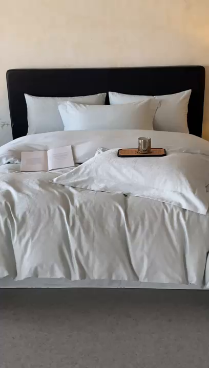 91家纺网 家纺一手货源 找家纺 涵美人家纺 2025新款长绒棉真50双股高支全棉提花四件套纯棉 俪枝129