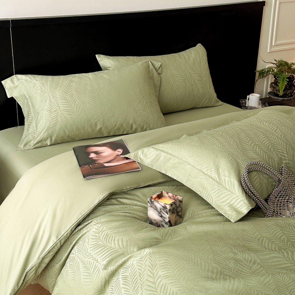 91家纺网 家纺一手货源 找家纺 涵美人家纺 2025新款长绒棉真50双股高支全棉提花四件套纯棉 曼蔓118