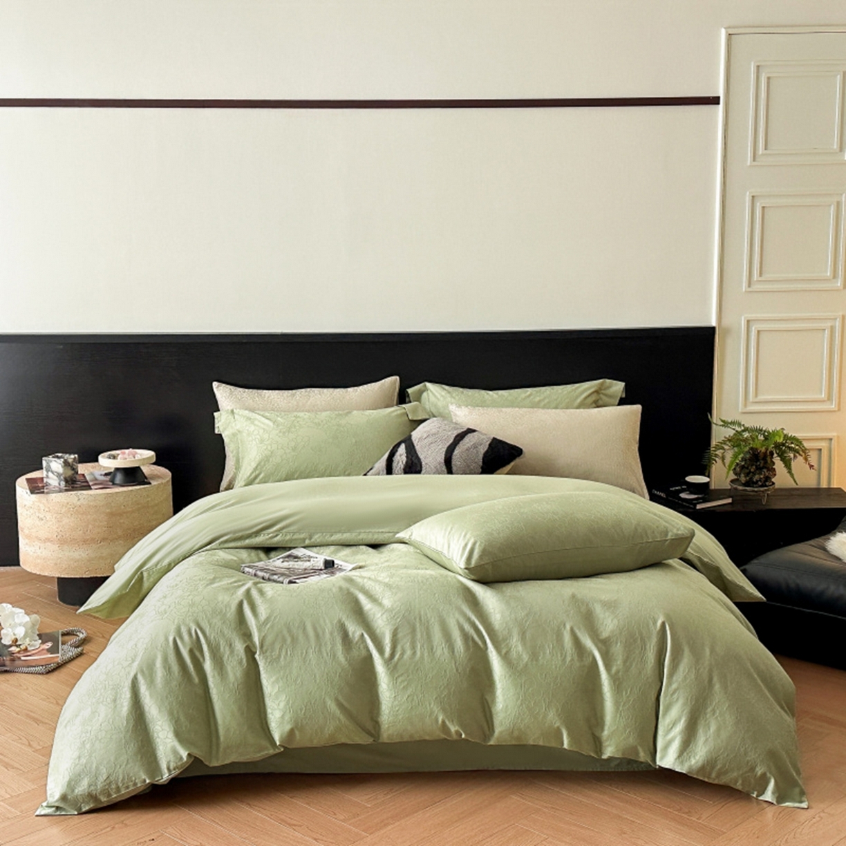 涵美人家纺 2025新款长绒棉真50双股高支全棉提花四件套纯棉 梦兰118