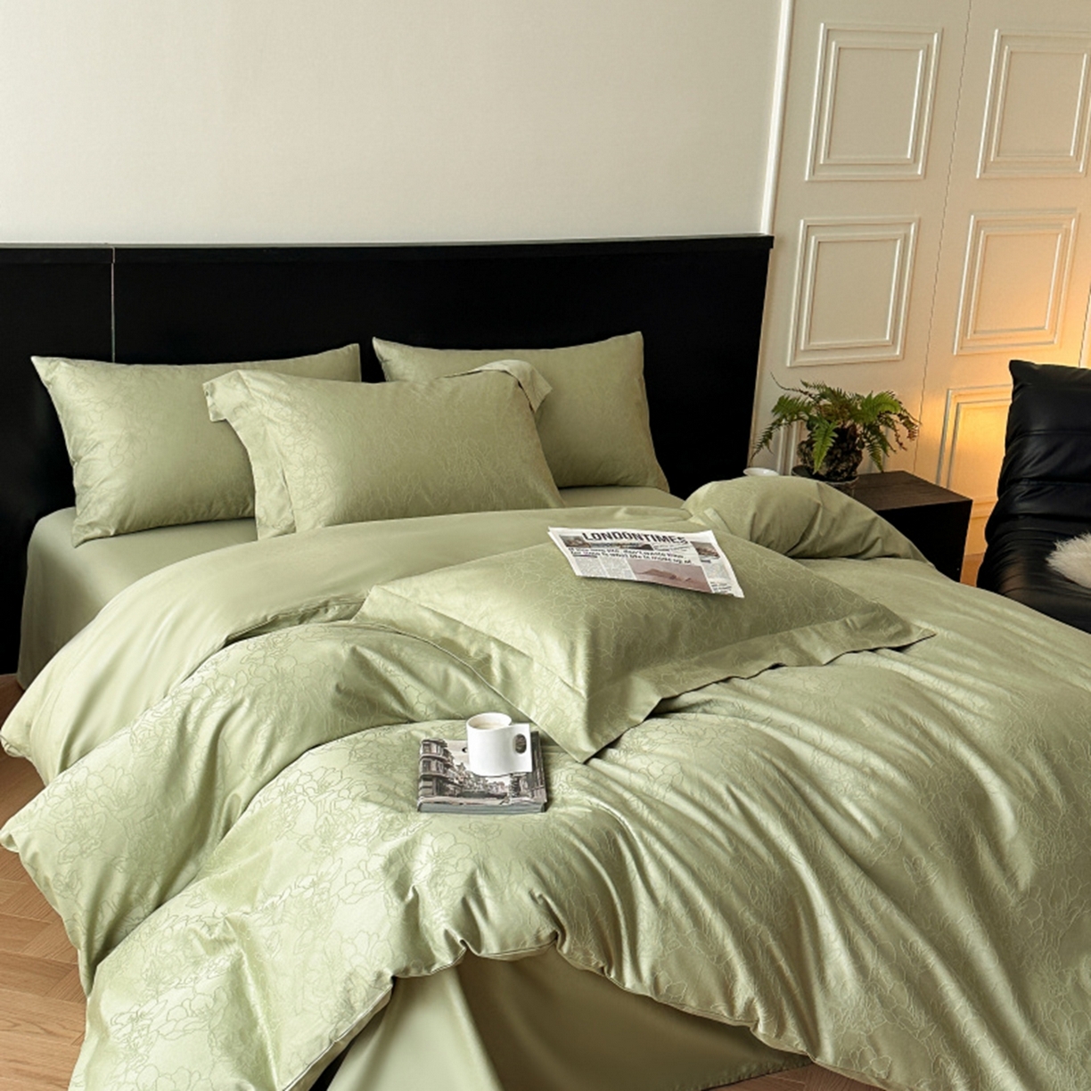 91家纺网 家纺一手货源 找家纺 涵美人家纺 2025新款长绒棉真50双股高支全棉提花四件套纯棉 梦兰118