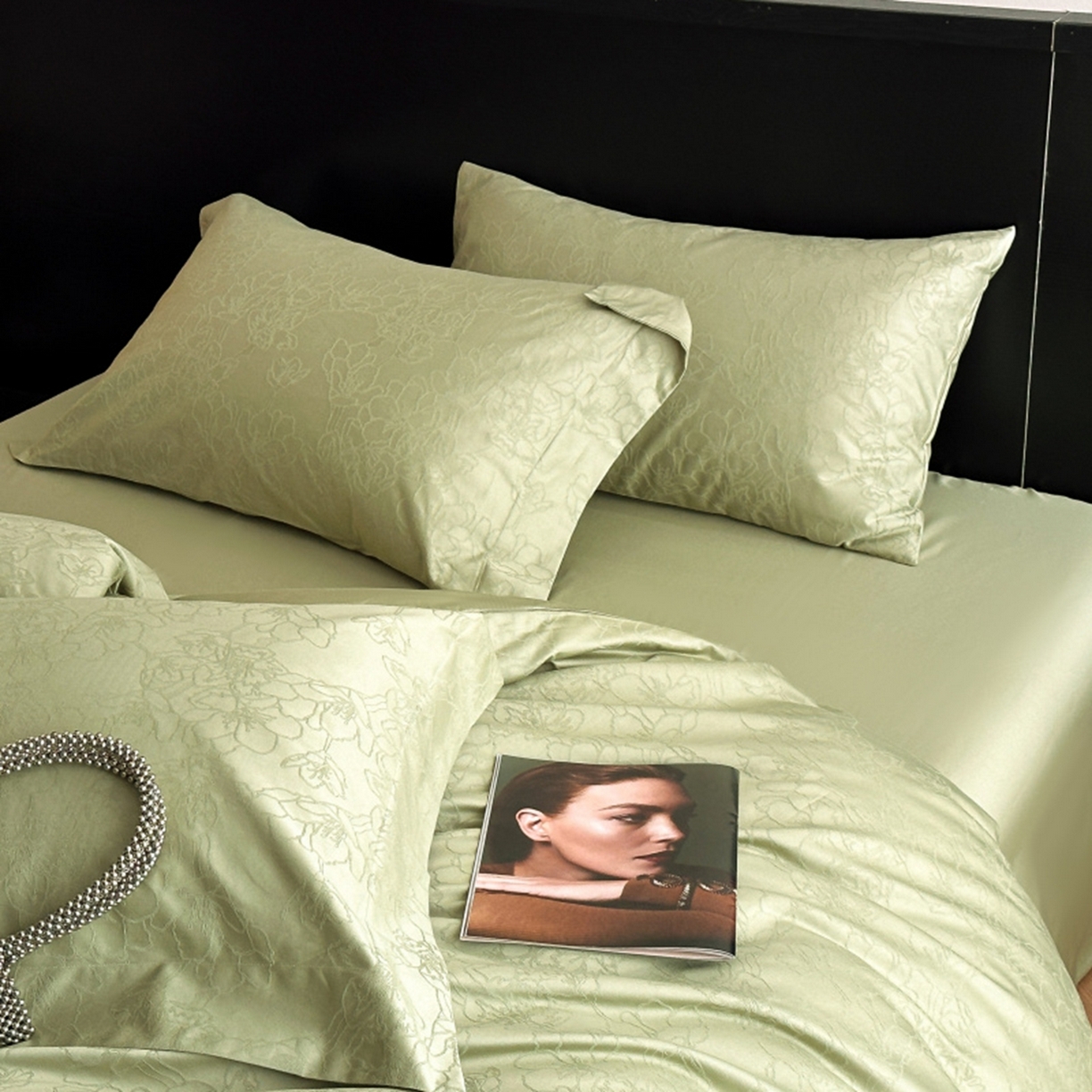 91家纺网 家纺一手货源 找家纺 涵美人家纺 2025新款长绒棉真50双股高支全棉提花四件套纯棉 梦兰118