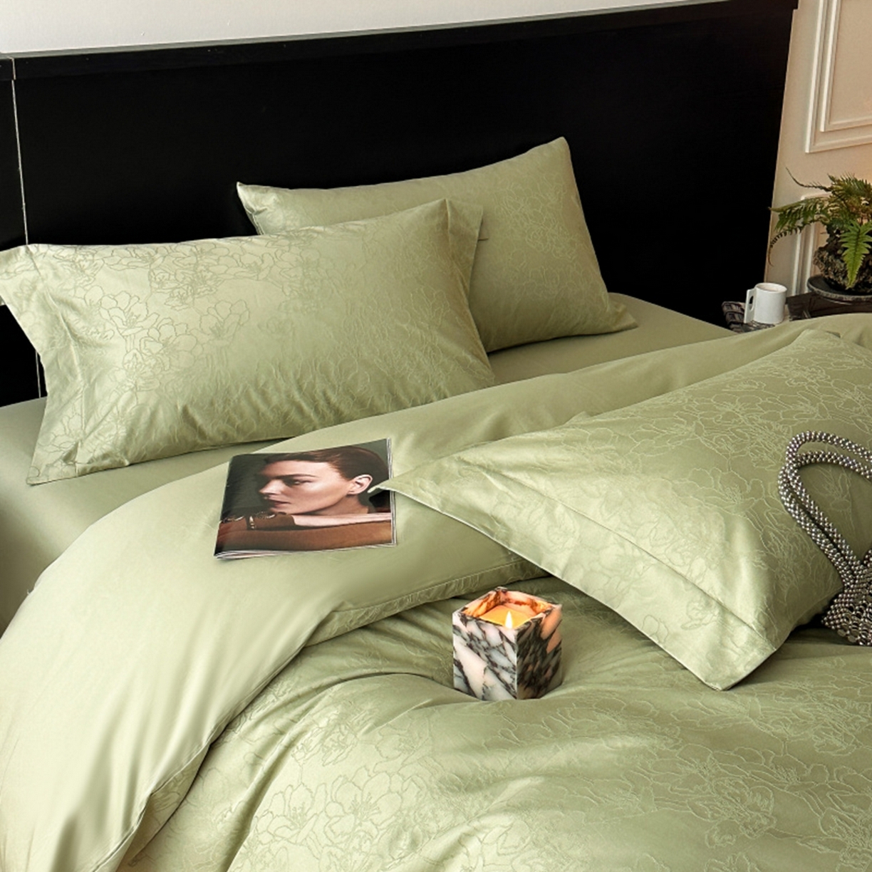 91家纺网 家纺一手货源 找家纺 涵美人家纺 2025新款长绒棉真50双股高支全棉提花四件套纯棉 梦兰118