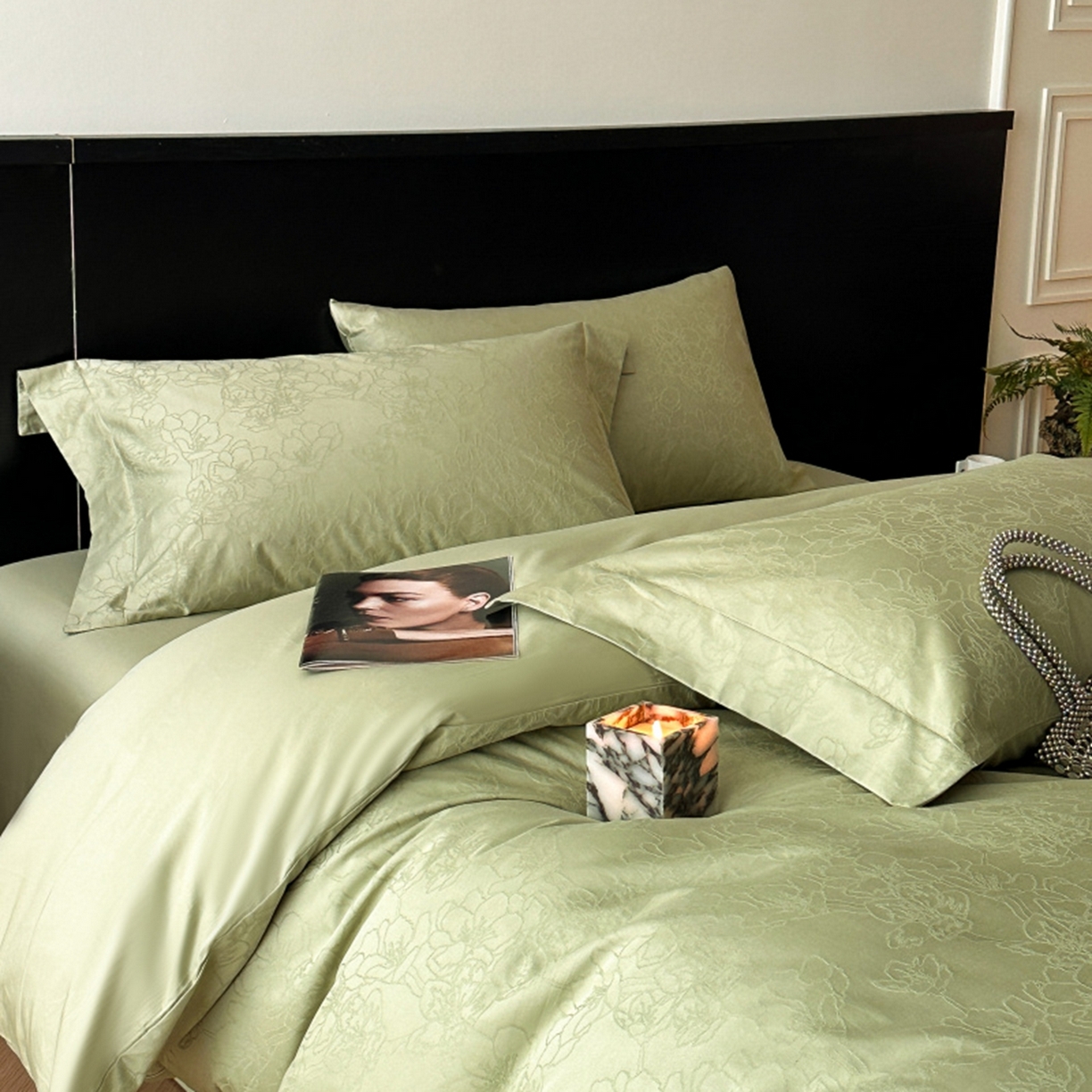 91家纺网 家纺一手货源 找家纺 涵美人家纺 2025新款长绒棉真50双股高支全棉提花四件套纯棉 梦兰118