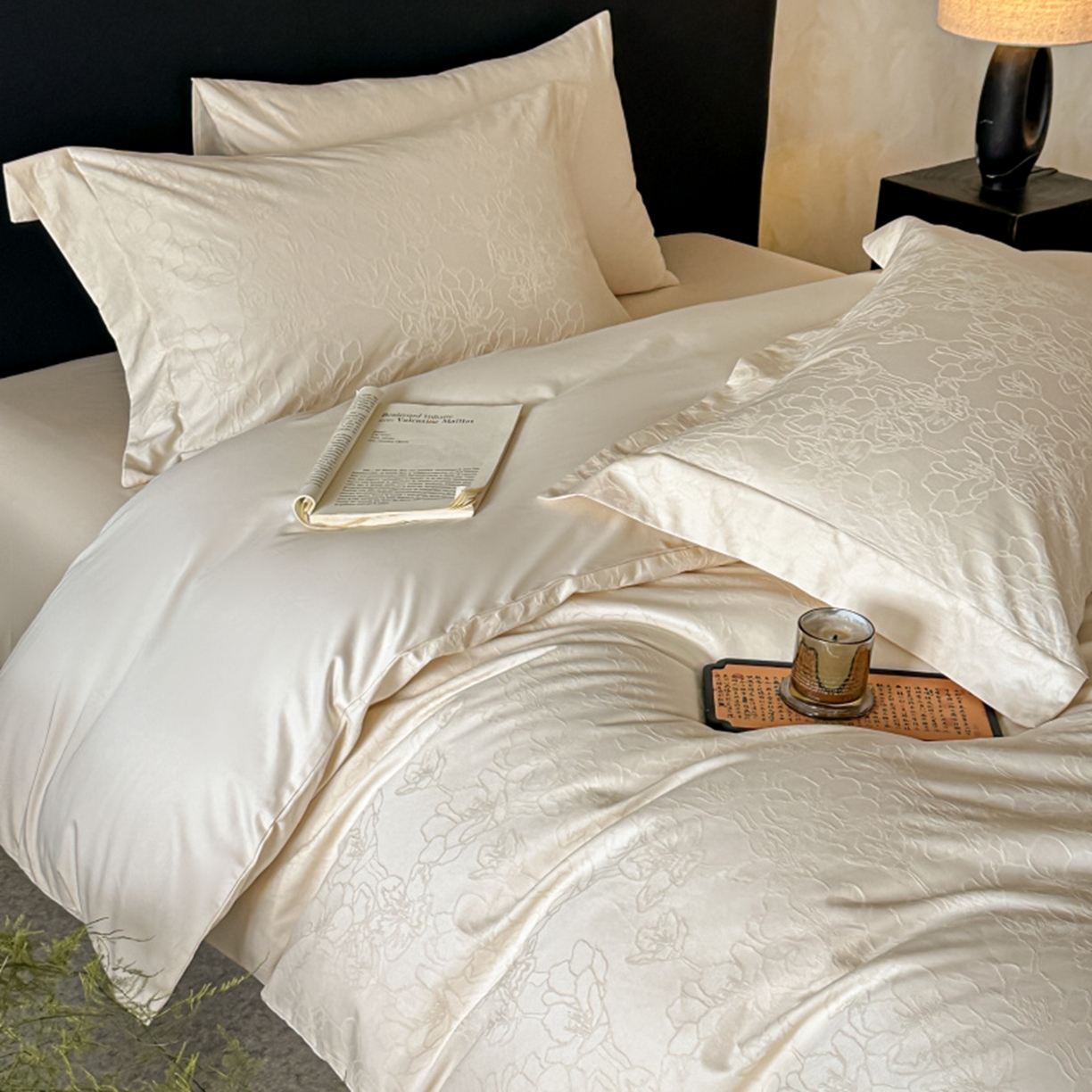 91家纺网 家纺一手货源 找家纺 涵美人家纺 2025新款长绒棉真50双股高支全棉提花四件套纯棉 梦兰126